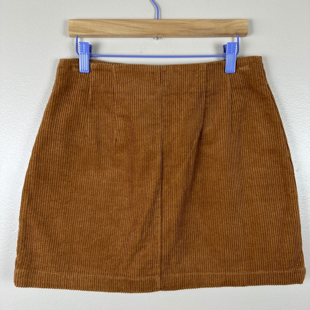 Fashion On Earth Women's Size M Mini Skirt Brown Corduroy Zip Front 70s Preppy